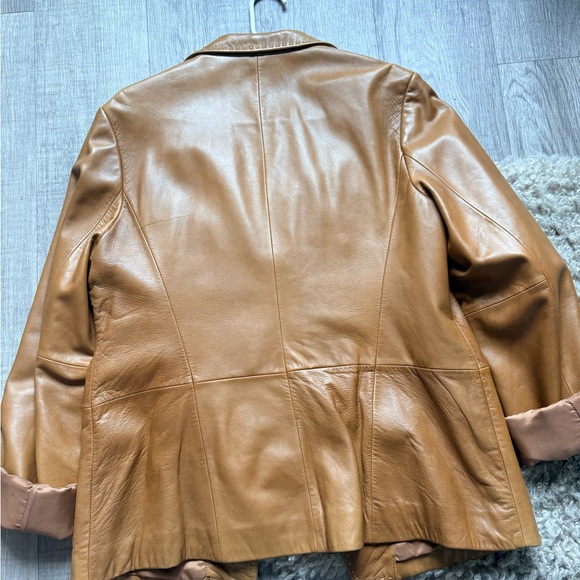 Banana Republic Cognac Leather Blazer Jacket - Picture 5 of 6